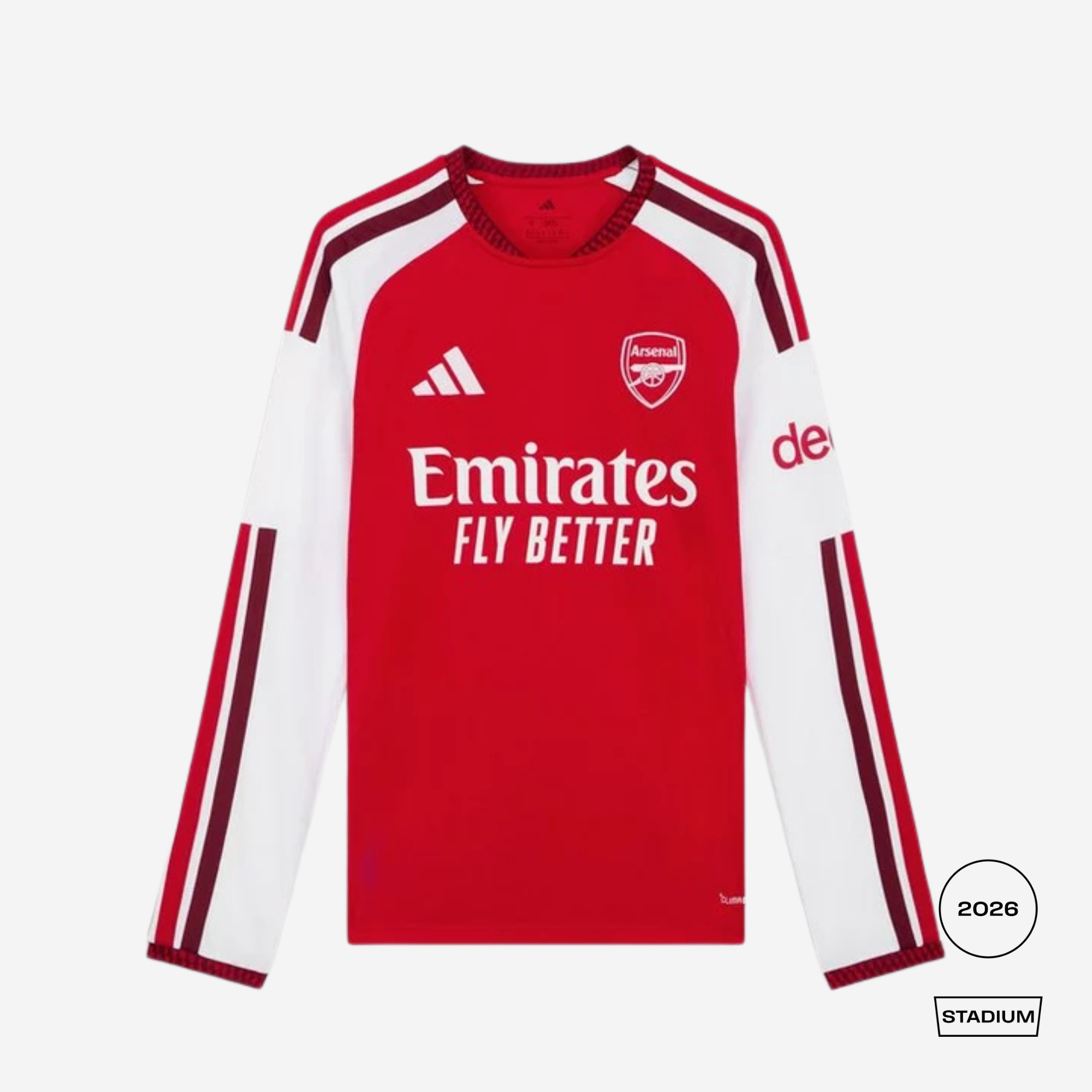 arsenal home shirt on white background