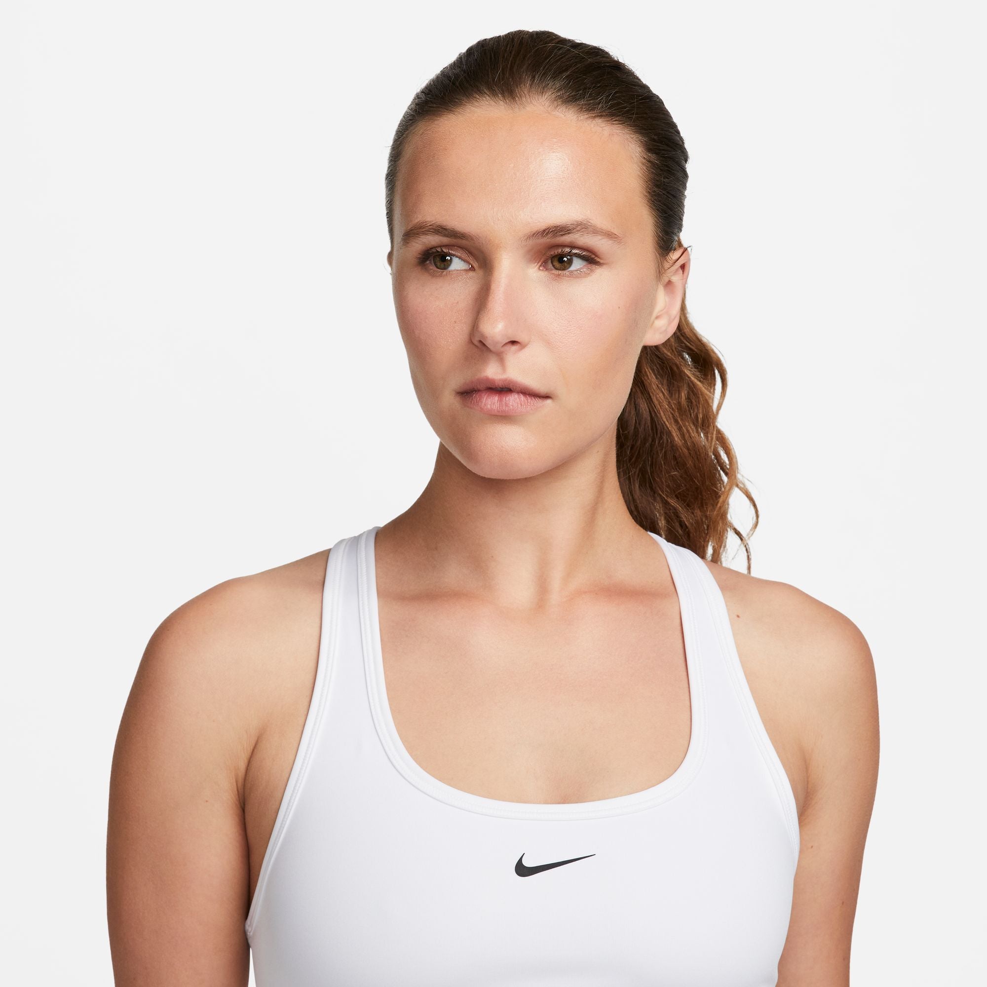 Nike Swoosh Light Support niet-gewatteerde witte sport-bh voor dames