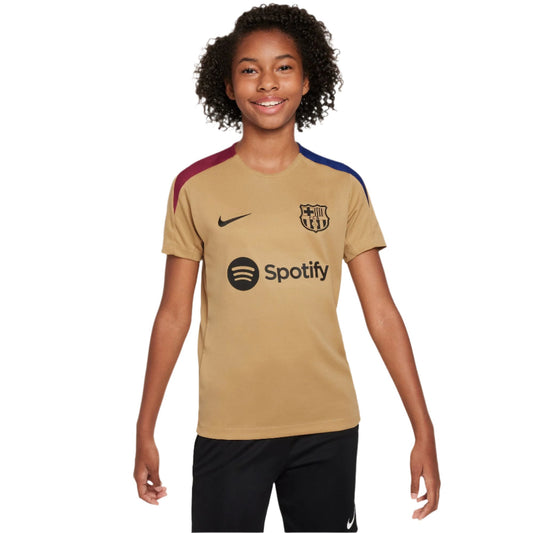 FC Barcelona Strike Big Kids' Nike Dri-FIT Soccer Short-Sleeve Knit Top (Gold)