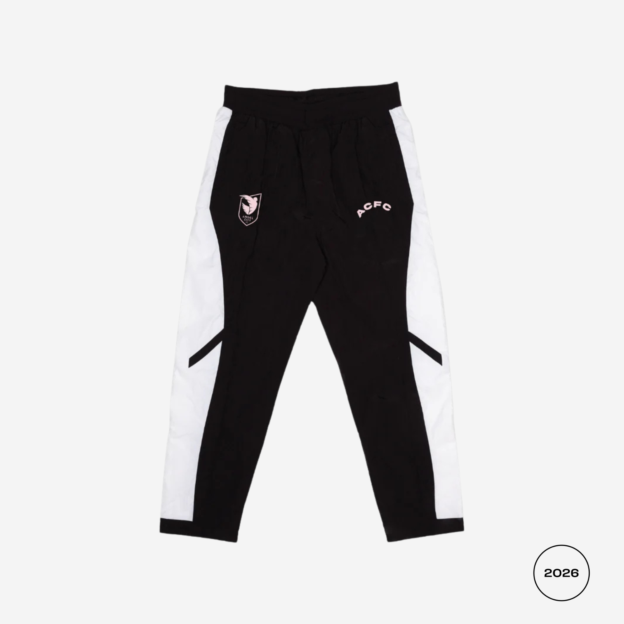 angle city fc Black and white pants with a logo on a light gray background