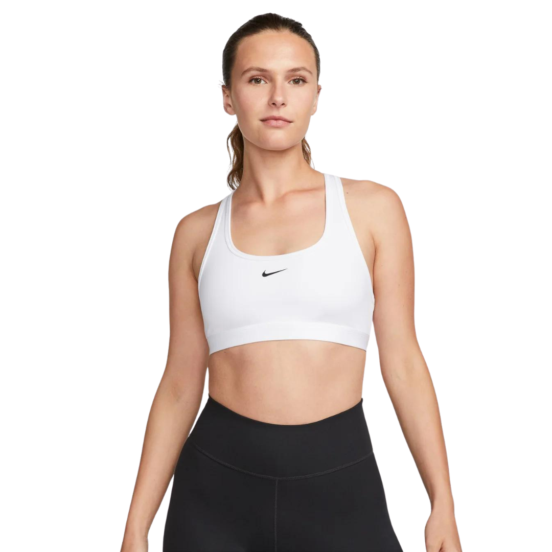 Sujetador deportivo blanco sin relleno Nike Swoosh Light Support Mujer