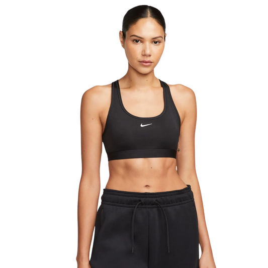 Nike Swoosh Light Support niet-gevoerde zwarte sport-bh voor dames