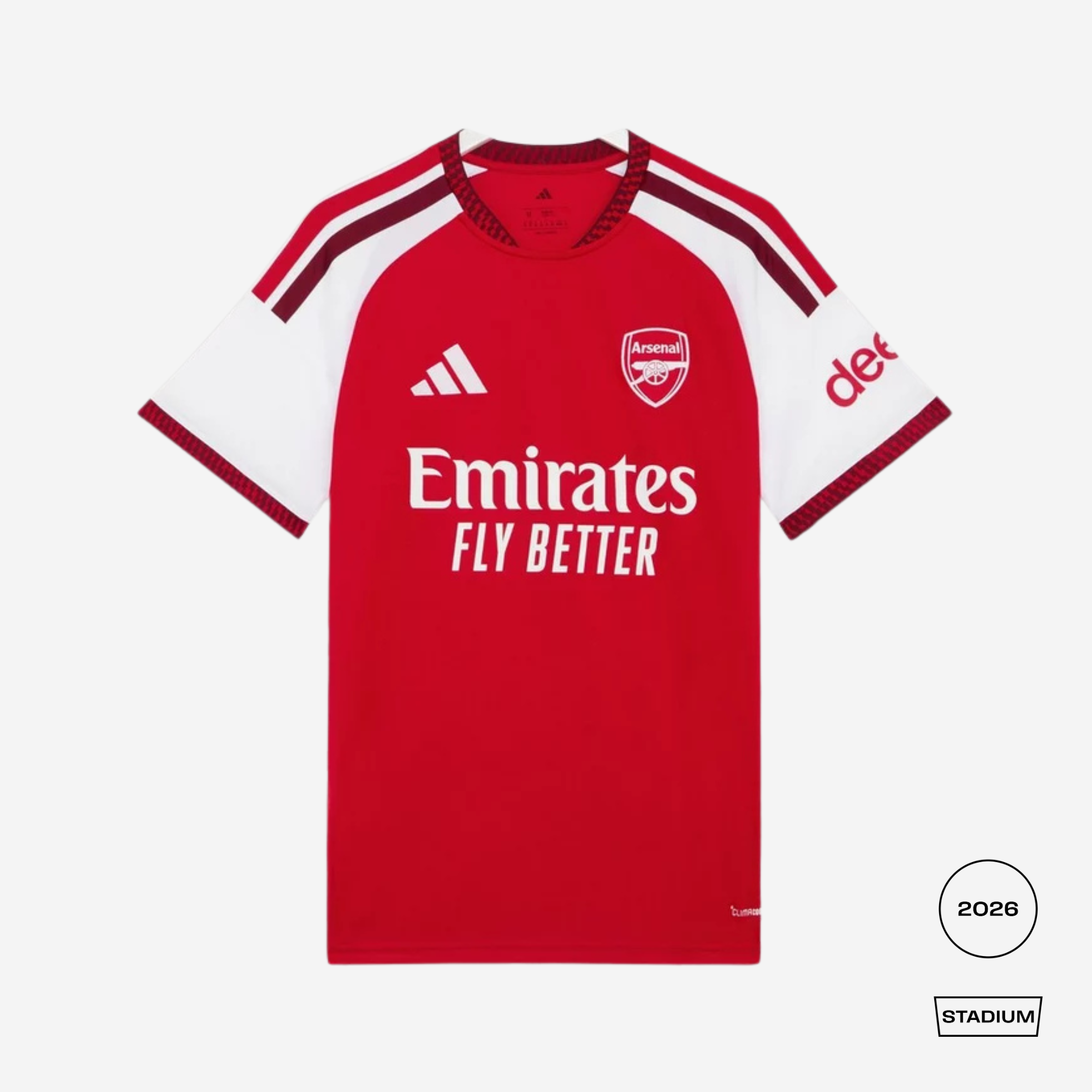 arsenal adidas shirt on white background