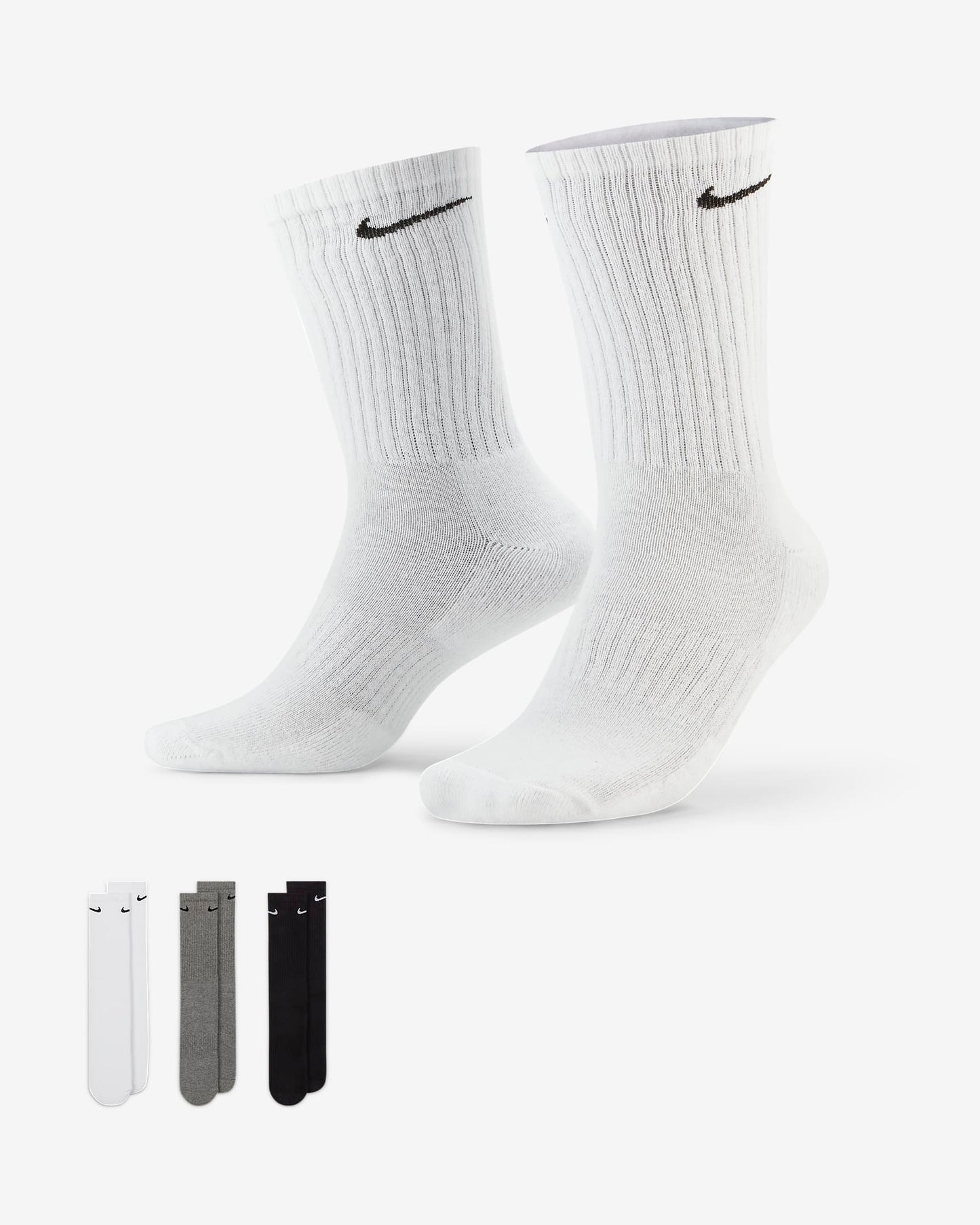 Calcetines de entrenamiento Nike Everyday Cushioned negro, blanco y gris (3 pares)