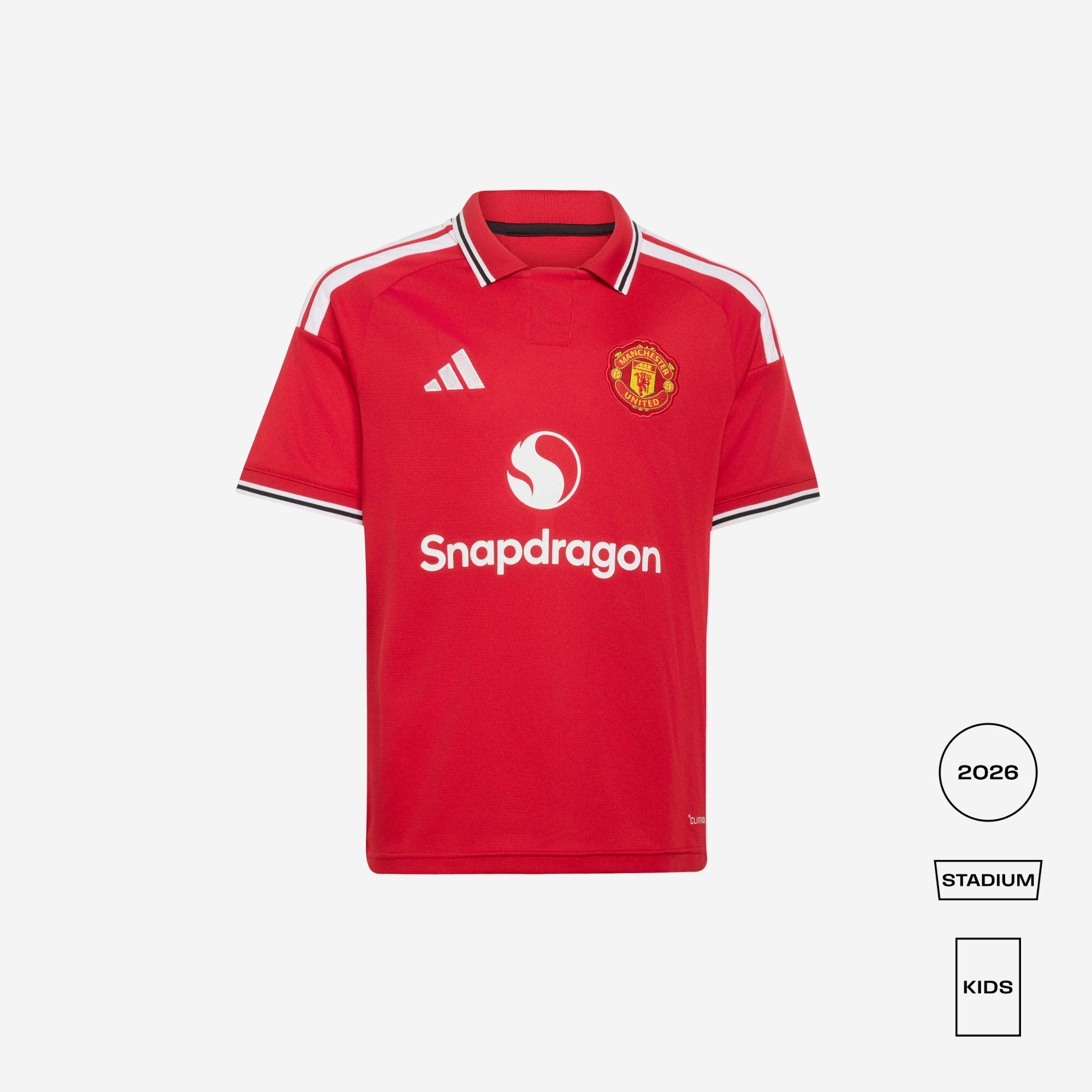 Red sports jersey with branding on a white background